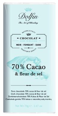 Chocolat noir 70 % de cacao à la Fleur de sel - 70g